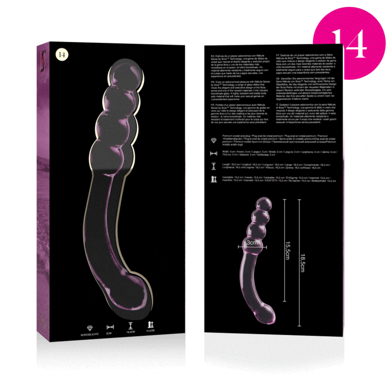 NEBULA SERIES BY IBIZA Modèle 14 Gode Verre Borosilicate Rose 18.5 Cm -O- 3 Cm — vue arrière