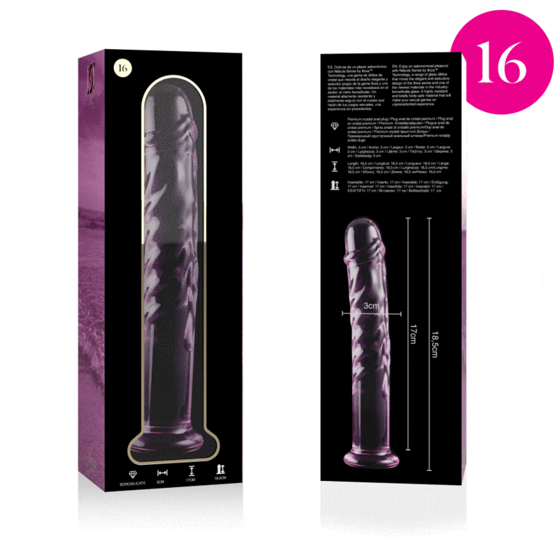 NEBULA SERIES BY IBIZA Modèle 16 Gode Verre Borosilicate Rose 18.5 Cm -O- 3 Cm — vue arrière