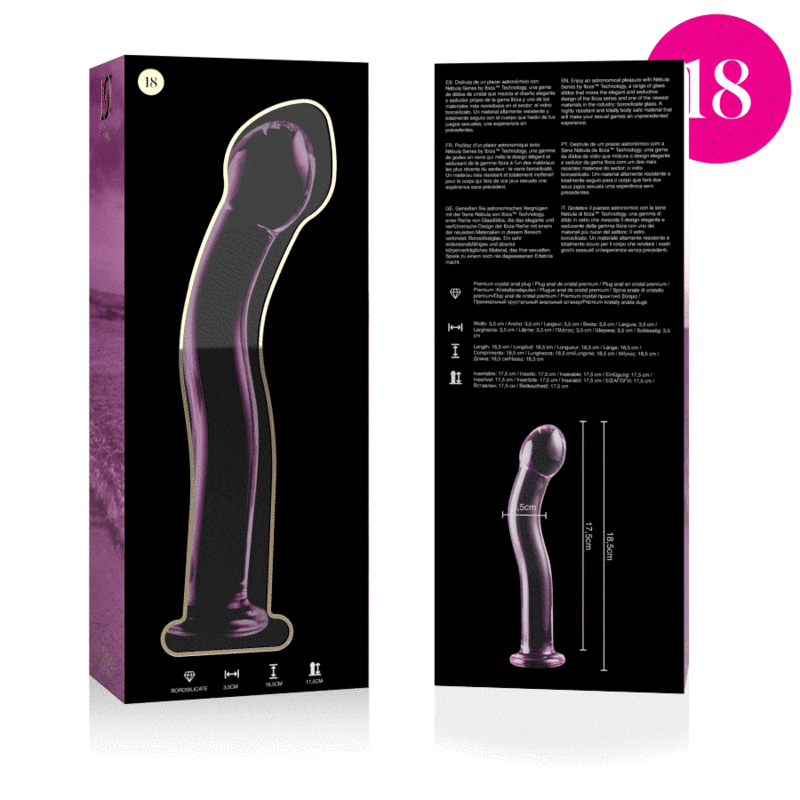 NEBULA SERIES BY IBIZA Modèle 18 Gode Verre Borosilicate Rose 18.5 Cm -O- 3.5 Cm — vue arrière