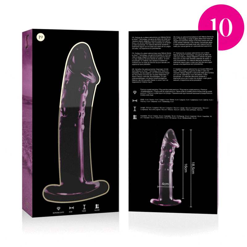 NEBULA SERIES BY IBIZA Modèle 19 Gode Verre Borosilicate Rose 18.5 Cm -O- 4 Cm — vue arrière