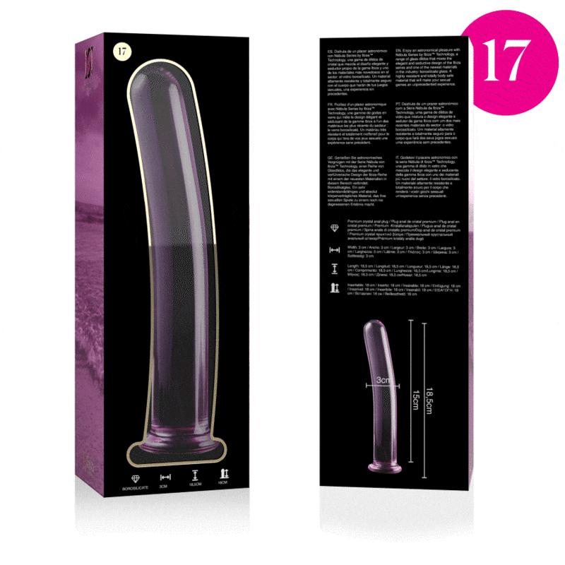 NEBULA SERIES BY IBIZA Modèle 17 Gode Verre Borosilicate Rose 18.5 Cm -O- 3 Cm — vue arrière