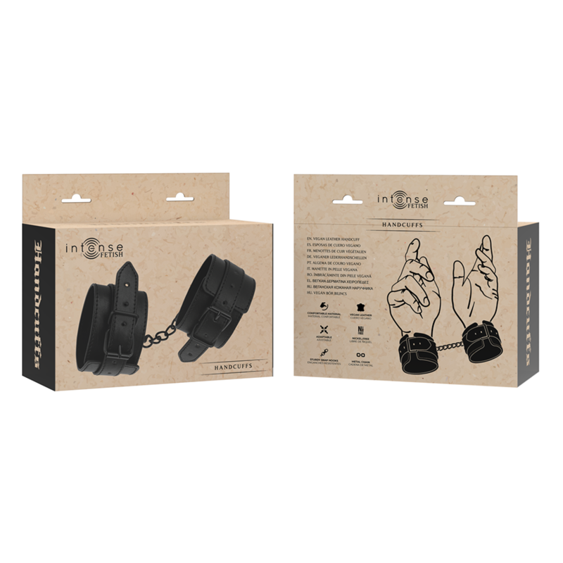 INTENSE FETISH Fetish Menottes Cuir Végétalien — accessoires inclus