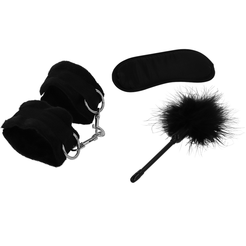 INTENSE FETISH Fetish Playset Érotique 2 Menottes, Masque Aveugle Tickler - Aura Intime