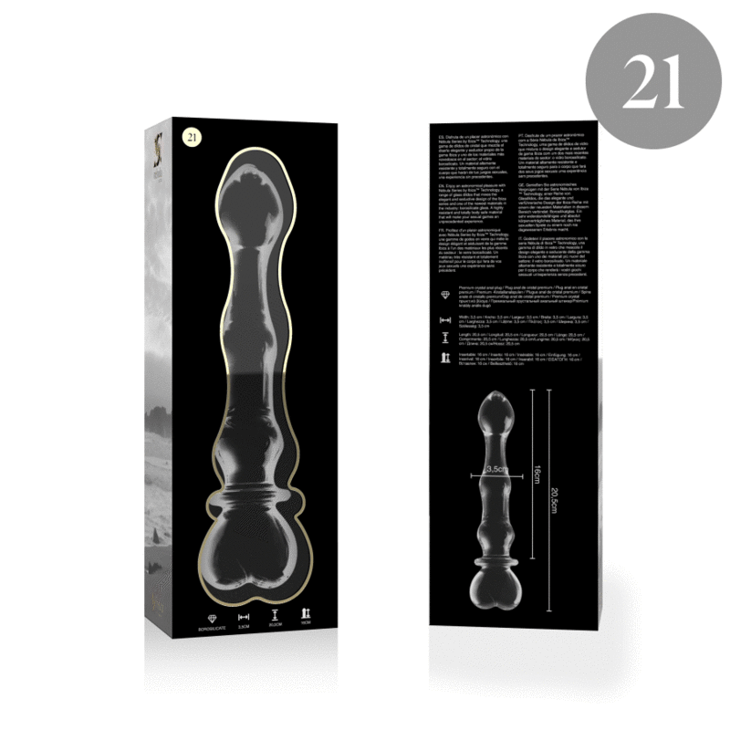 NEBULA SERIES BY IBIZA Modèle 21 Gode Verre Borosilicate Clair 20.5 Cm -O- 3.5 Cm — vue arrière