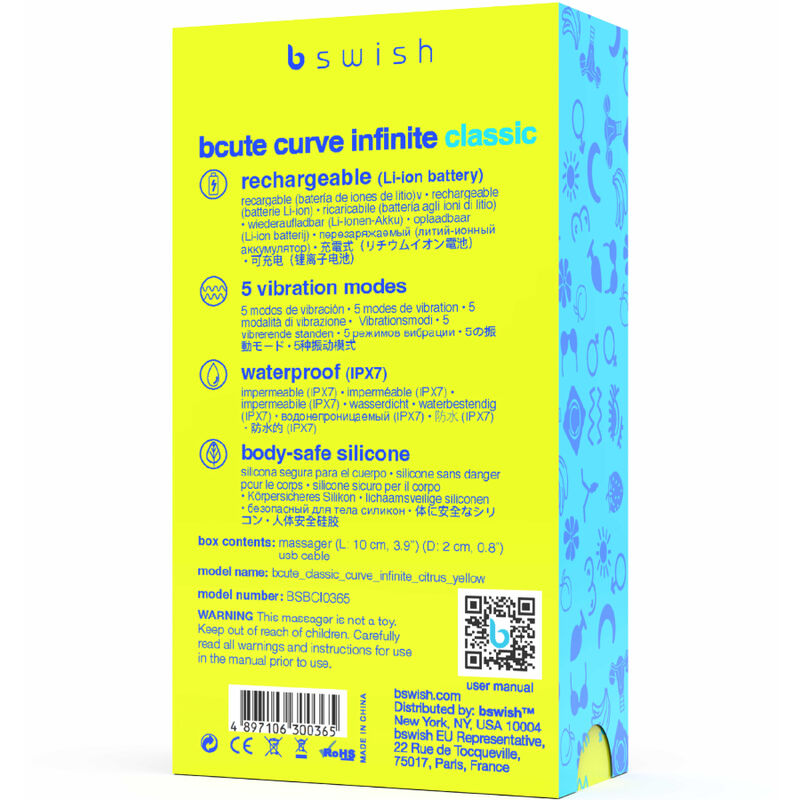 B SWISH Vibrateur Silicone Rechargeable Bcute Curve Infinite Clas... — accessoires inclus