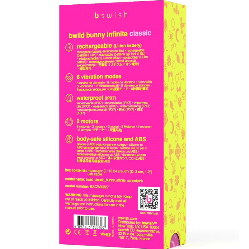 B SWISH Vibrateur Rechargeable Classique Bwild Bunny Infinite Sil... — accessoires inclus