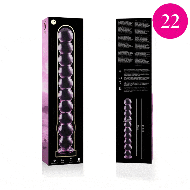 NEBULA SERIES BY IBIZA Modèle 22 Gode Verre Borosilicate Rose 21.5 Cm -O- 2.5 Cm — vue arrière