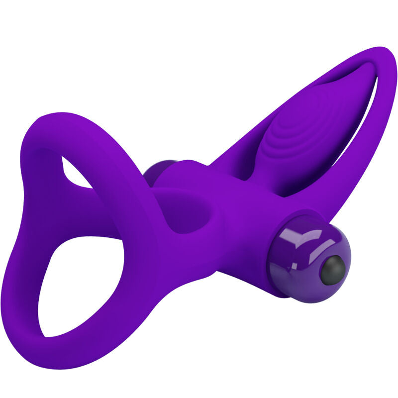 PRETTY LOVE MALE ANNEAU VIBRATEUR 10 VIBRATIONS SILICONE VIOLETTE — accessoires inclus