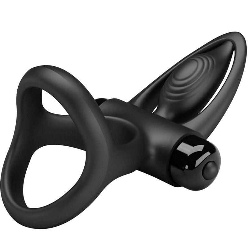 PRETTY LOVE - Anneau Vibrant 10 Vibrations Silicone Noir