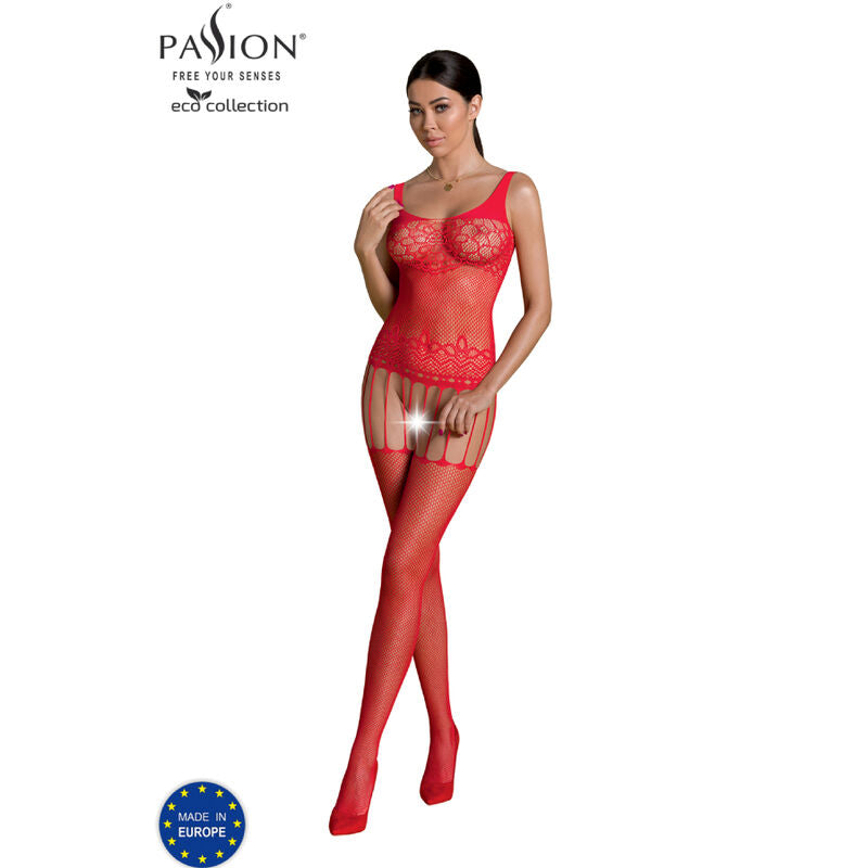 PASSION WOMAN BODYSTOCKINGS Bodystocking Eco Collection Eco Bs001 Rouge - Aura Intime