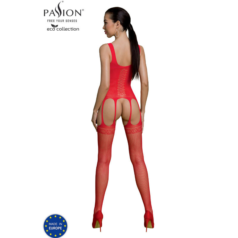 PASSION WOMAN BODYSTOCKINGS Bodystocking Eco Collection Eco Bs007 Rouge — vue détaillée