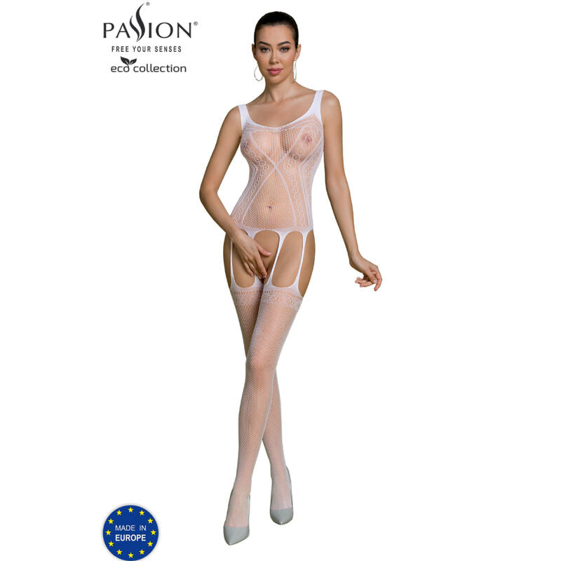 PASSION WOMAN BODYSTOCKINGS Bodystocking Eco Collection Eco Bs007 Blanc - Aura Intime