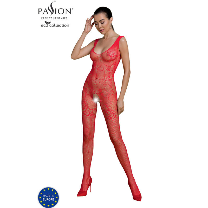 PASSION WOMAN BODYSTOCKINGS Bodystocking Eco Collection Eco Bs012 Rouge - Aura Intime