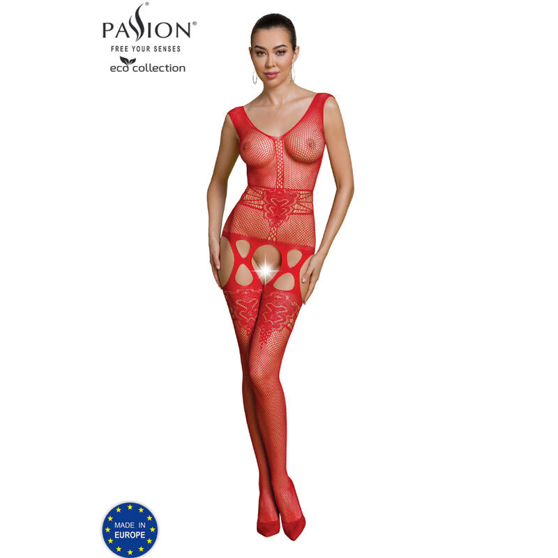 PASSION WOMAN BODYSTOCKINGS Bodystocking Eco Collection Eco Bs014 Rouge - Aura Intime