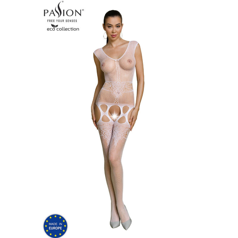 PASSION WOMAN BODYSTOCKINGS Bodystocking Eco Collection Eco Bs014 Blanc - Aura Intime