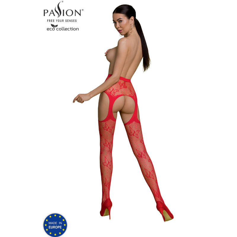 PASSION WOMAN GARTER & STOCK Bodystocking Eco Collection Eco S001 Rouge — vue détaillée