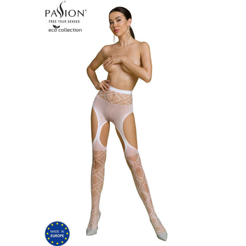 PASSION WOMAN GARTER & STOCK Bodystocking Eco Collection Eco S005 Blanc - Aura Intime