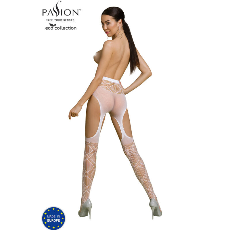 PASSION WOMAN GARTER & STOCK Bodystocking Eco Collection Eco S005 Blanc — vue détaillée