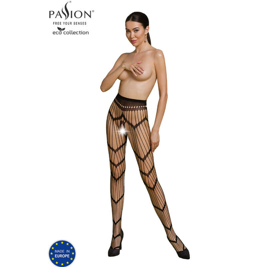 PASSION WOMAN GARTER & STOCK Bodystocking Eco Collection Eco S006 Noir - Aura Intime