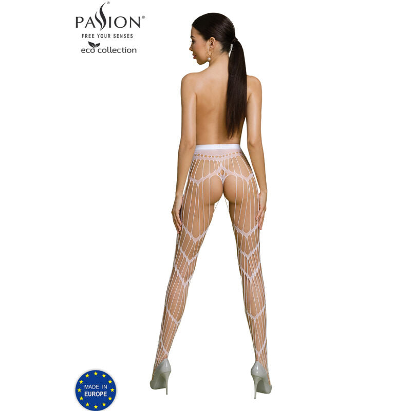 PASSION WOMAN GARTER & STOCK Bodystocking Eco Collection Eco S006 Blanc — vue détaillée