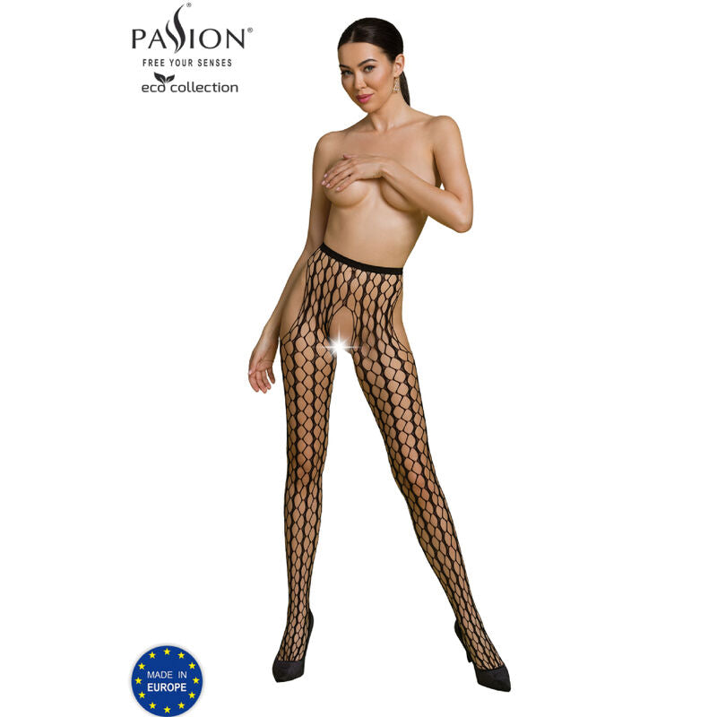 PASSION WOMAN GARTER & STOCK Bodystocking Eco Collection Eco S007 Noir - Aura Intime