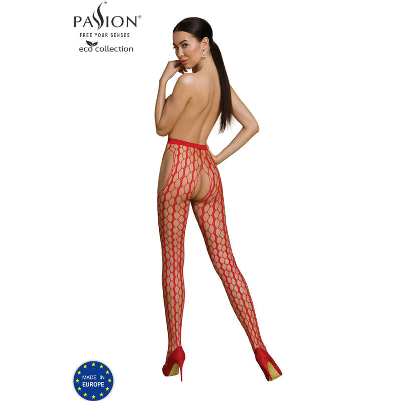 PASSION WOMAN GARTER & STOCK Bodystocking Eco Collection Eco S007 Rouge — vue détaillée