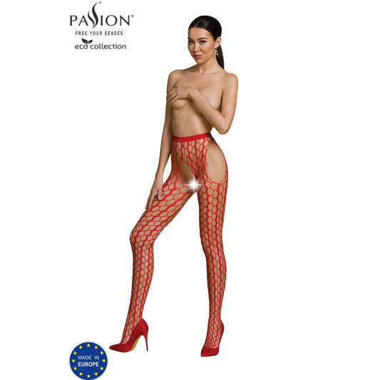 PASSION WOMAN GARTER & STOCK Bodystocking Eco Collection Eco S007 Rouge - Aura Intime