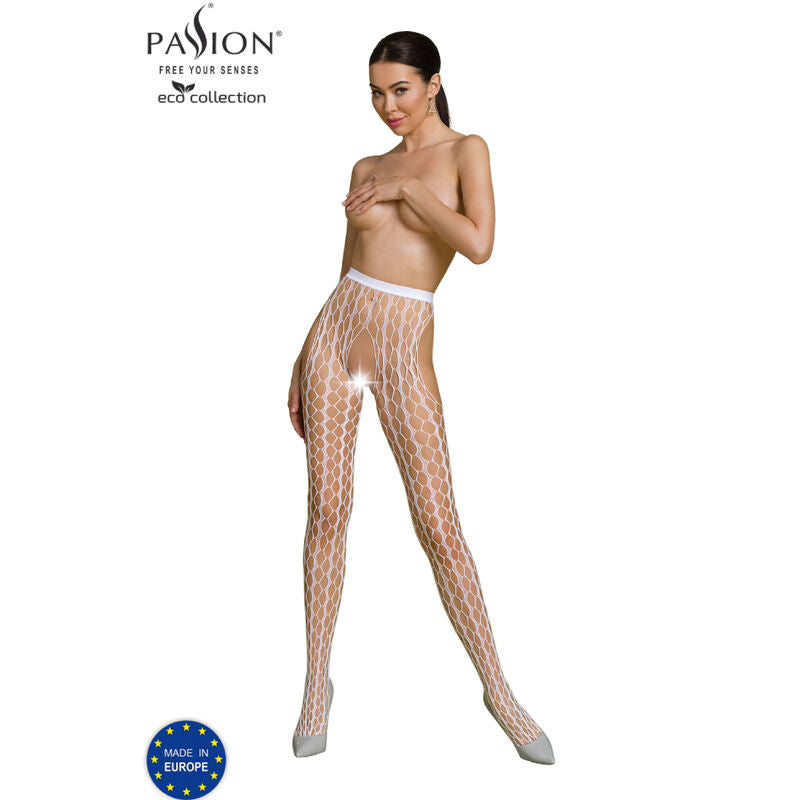 PASSION WOMAN GARTER & STOCK Bodystocking Eco Collection Eco S007 Blanc - Aura Intime