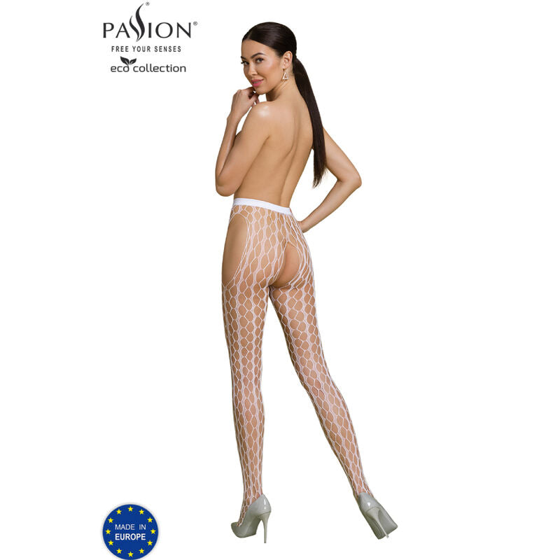 PASSION WOMAN GARTER & STOCK Bodystocking Eco Collection Eco S007 Blanc — vue détaillée