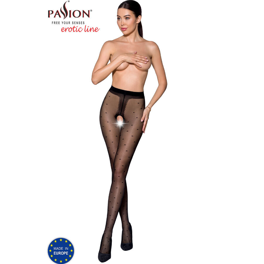 PASSION WOMAN GARTER & STOCK Tiopen 018 Collant Noir 3/4 20 Den - Aura Intime