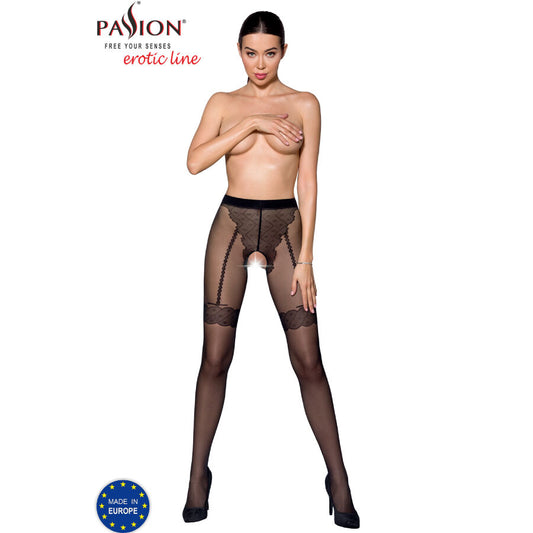 PASSION WOMAN GARTER & STOCK Tiopen 016 Collant Noir 3/4 20 Den - Aura Intime