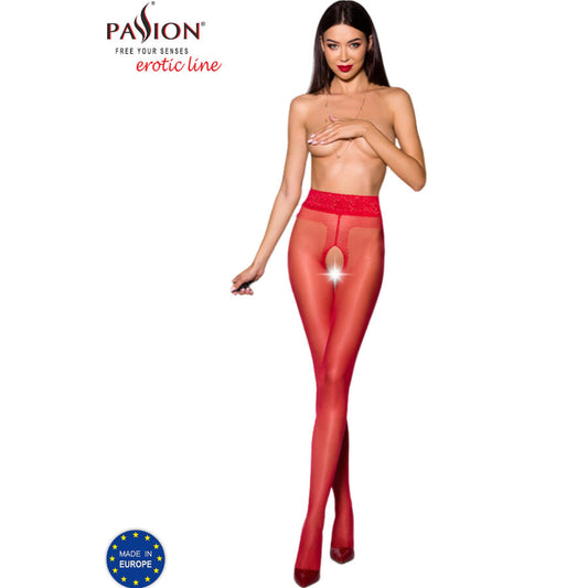 PASSION WOMAN GARTER & STOCK Tiopen 001 Collant Rouge 1/2 20 Den - Aura Intime