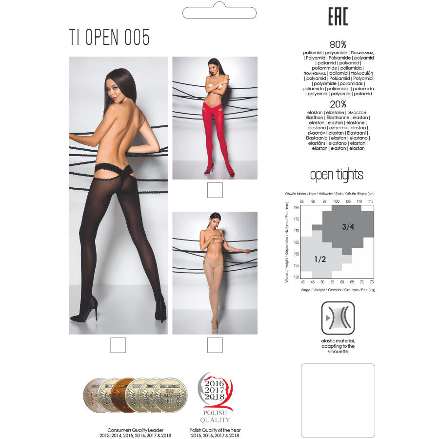 PASSION WOMAN GARTER & STOCK Tiopen 005 Collant Noir 1/2 60 Den — vue arrière