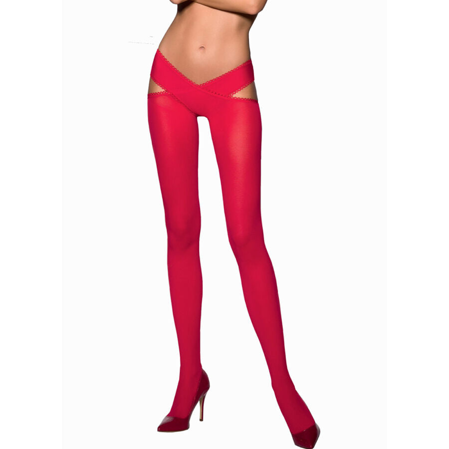 PASSION WOMAN GARTER & STOCK Tiopen 005 Collant Rouge 1/2 60 Den — vue détaillée