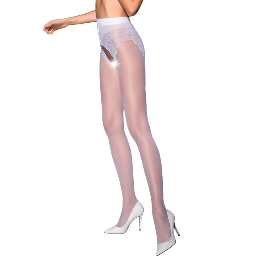 PASSION WOMAN GARTER & STOCK Tiopen 006 Collant Blanc 3/4 30 Den — vue détaillée