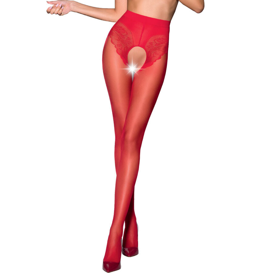 PASSION WOMAN GARTER & STOCK Tiopen 006 Collant Rouge 1/2 30 Den — vue détaillée