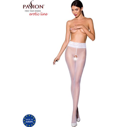 PASSION WOMAN GARTER & STOCK Tiopen 008 Collant Blanc 3/4 30 Den - Aura Intime