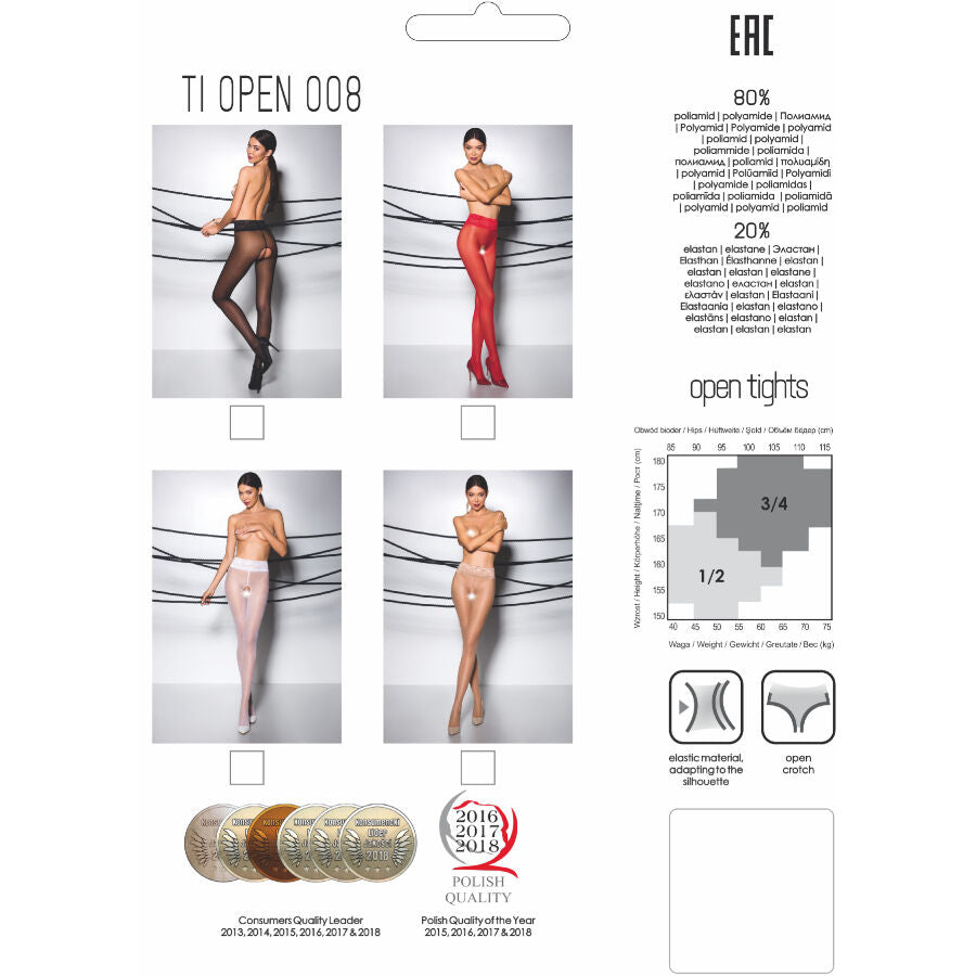 PASSION WOMAN GARTER & STOCK Tiopen 008 Collant Noir 3/4 30 Den — vue arrière