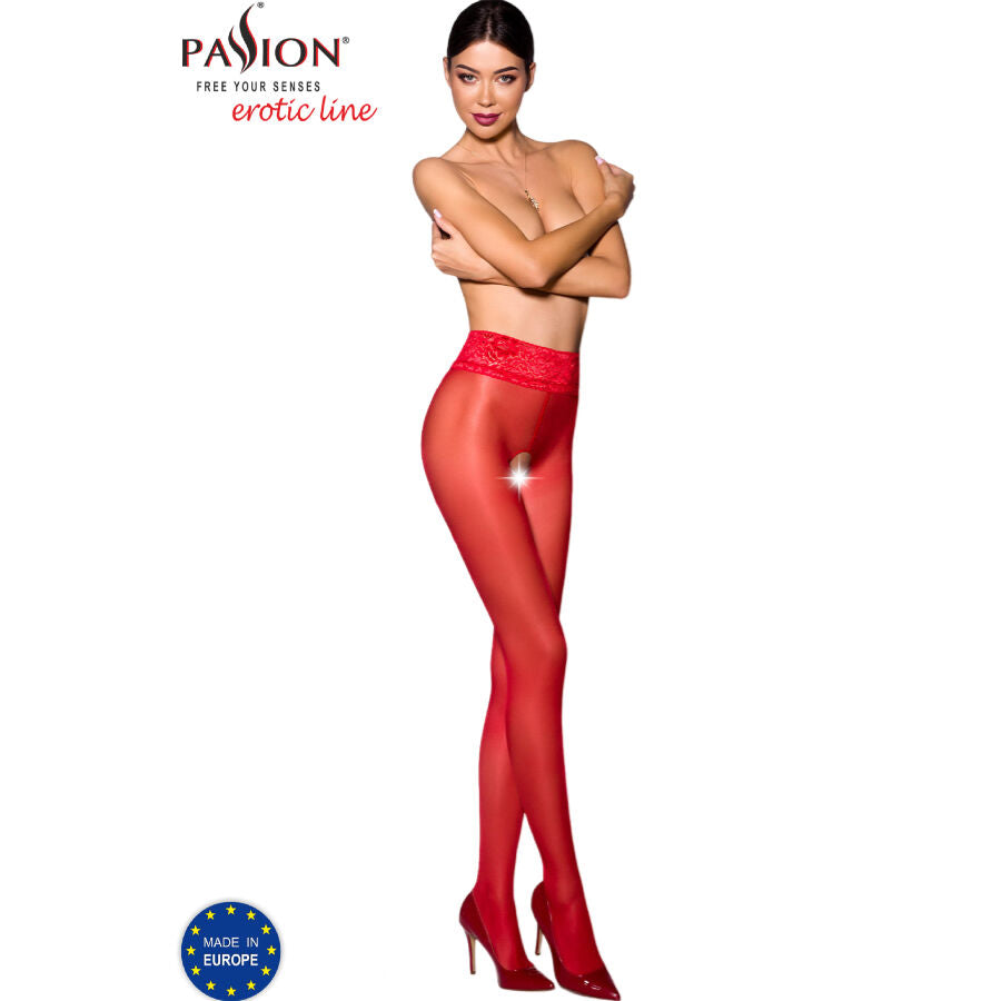 PASSION WOMAN GARTER & STOCK Tiopen 008 Collant Rouge 3/4 30 Den - Aura Intime