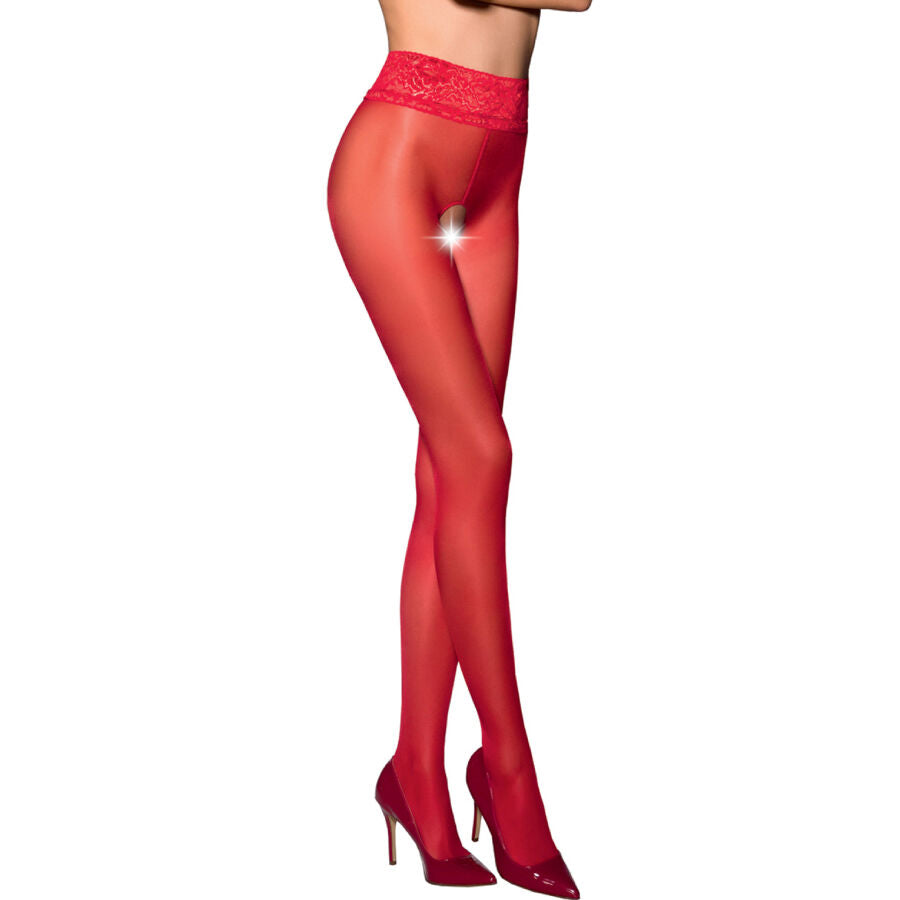 PASSION WOMAN GARTER & STOCK Tiopen 008 Collant Rouge 3/4 30 Den — vue détaillée