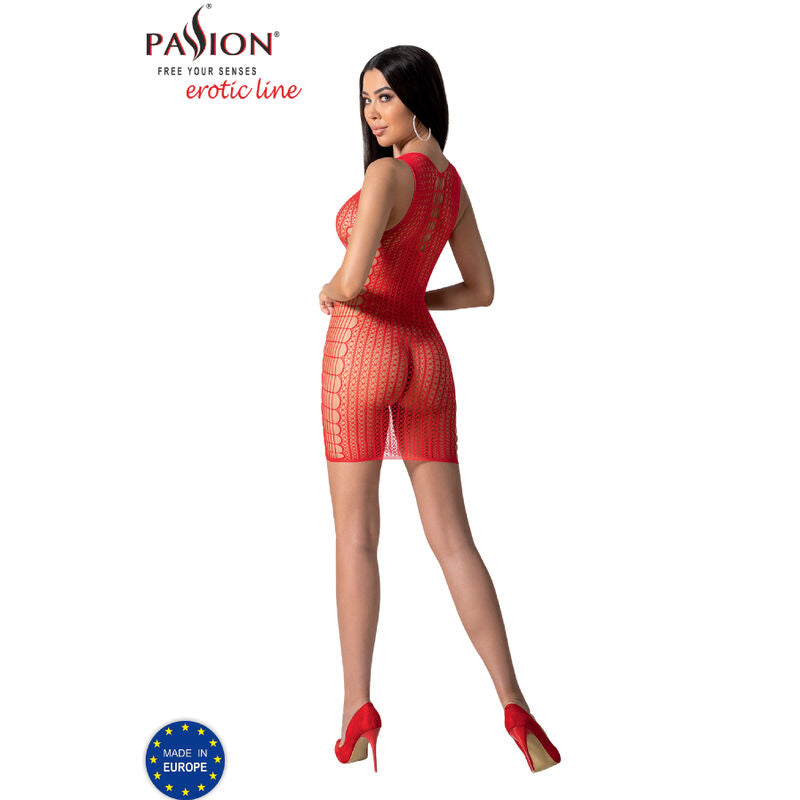 PASSION WOMAN BODYSTOCKINGS Bs097 Bodystocking Rouge Taille Unique — vue arrière