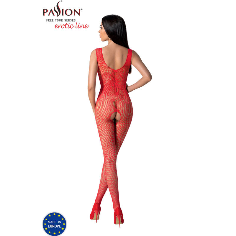 PASSION WOMAN BODYSTOCKINGS Bs098 Bodystocking Rouge Taille Unique — vue arrière