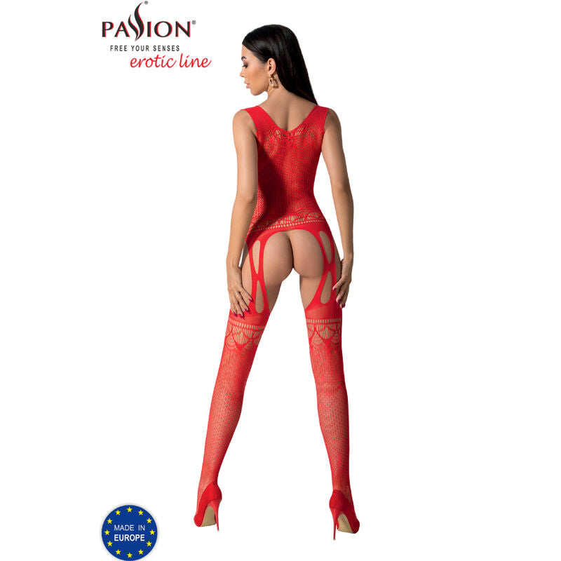 PASSION WOMAN BODYSTOCKINGS Bs099 Bodystocking Rouge Taille Unique — vue arrière