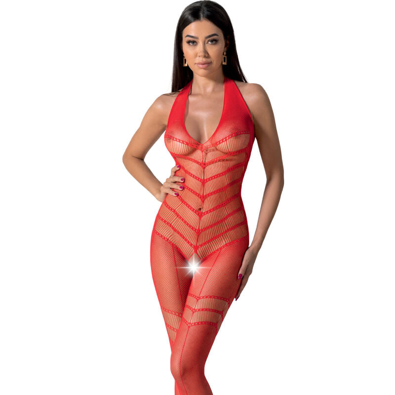 PASSION WOMAN BODYSTOCKINGS Bs100 Bodystocking Rouge Taille Unique - Aura Intime
