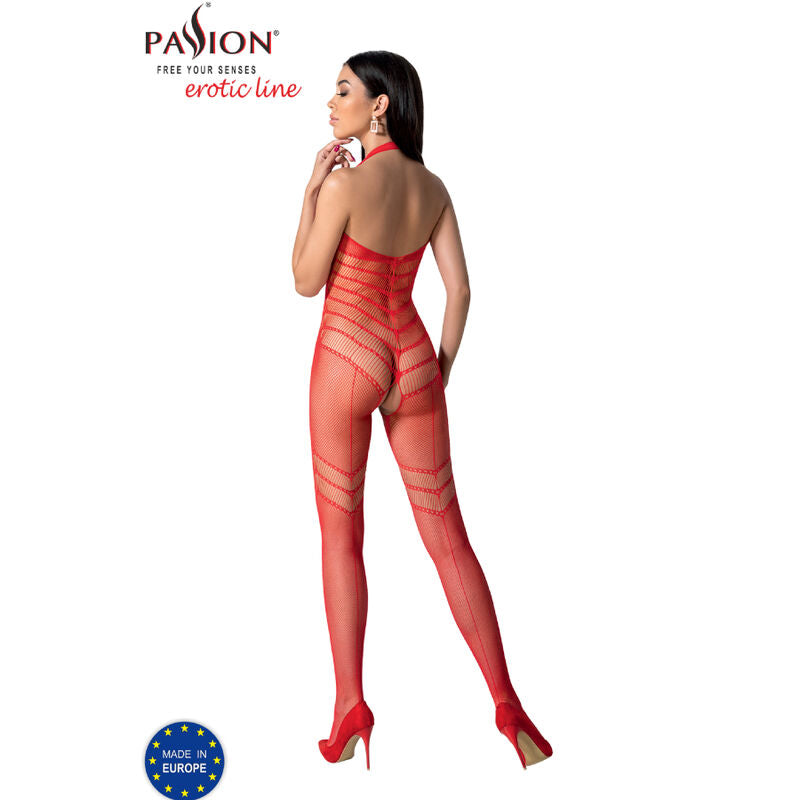 PASSION WOMAN BODYSTOCKINGS Bs100 Bodystocking Rouge Taille Unique — vue arrière