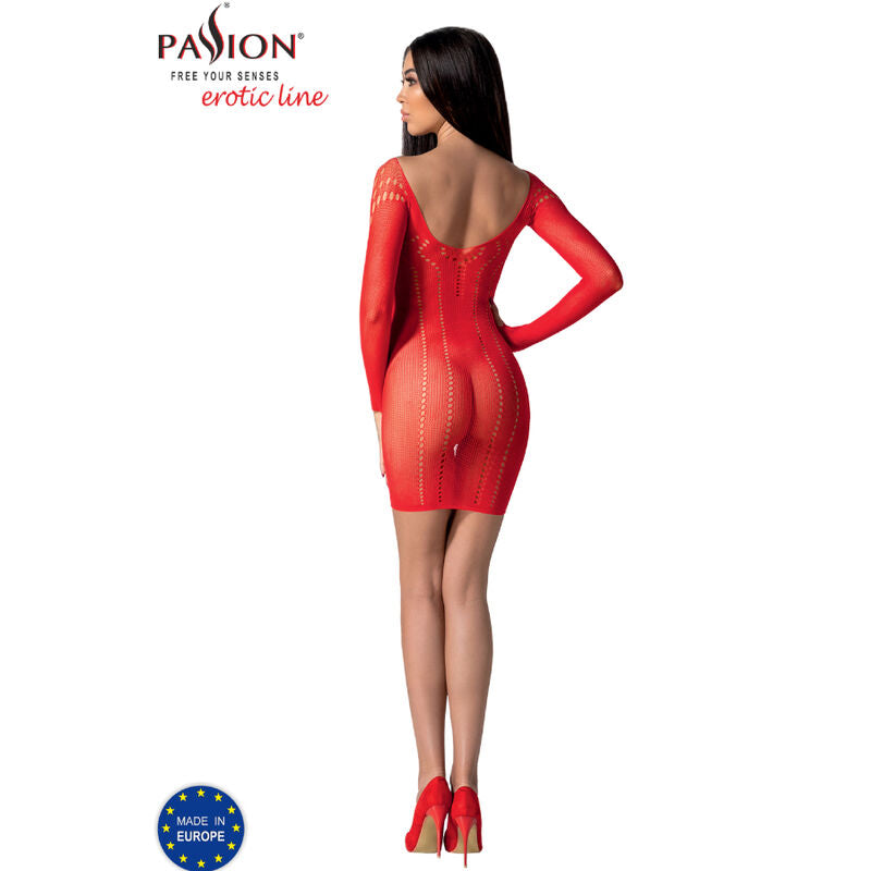 PASSION WOMAN BODYSTOCKINGS Bs101 Bodystocking Rouge Taille Unique — vue arrière