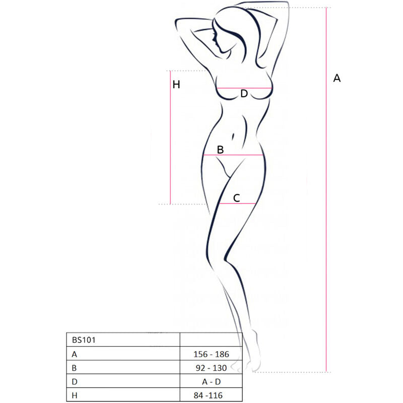 PASSION WOMAN BODYSTOCKINGS Bs101 Bodystocking Rouge Taille Unique — accessoires inclus