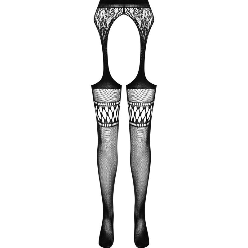 PASSION WOMAN GARTER & STOCK Collant Noir Jarretière S026 Taille Unique — accessoires inclus