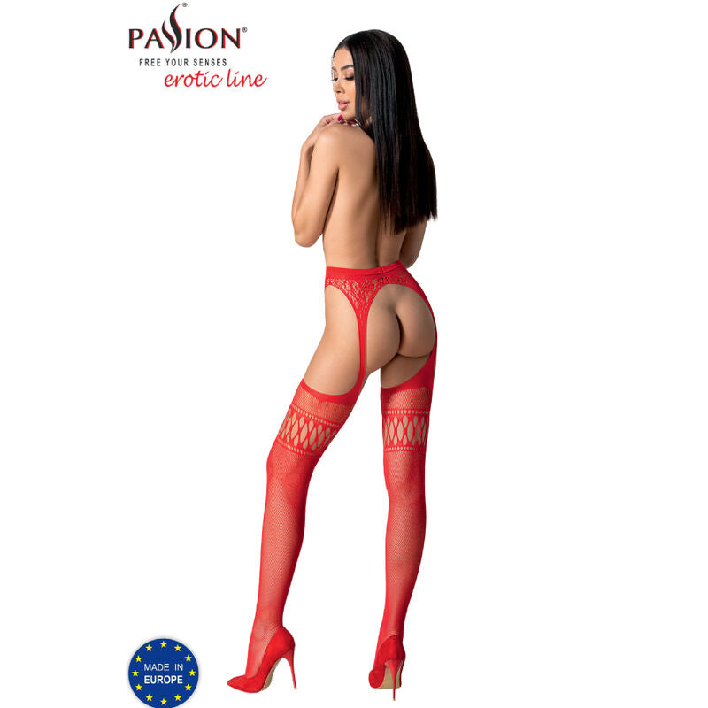 PASSION WOMAN GARTER & STOCK S026 Bas Rouges Jarretière Taille Unique — vue arrière
