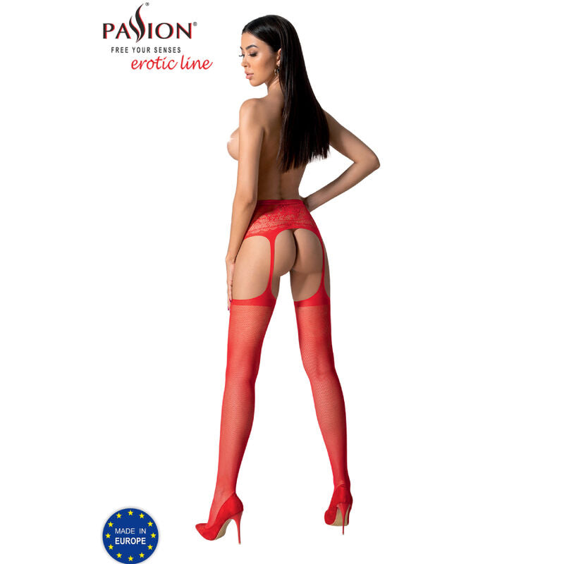 PASSION WOMAN GARTER & STOCK S028 Bas Rouges Jarretière Taille Unique — vue arrière